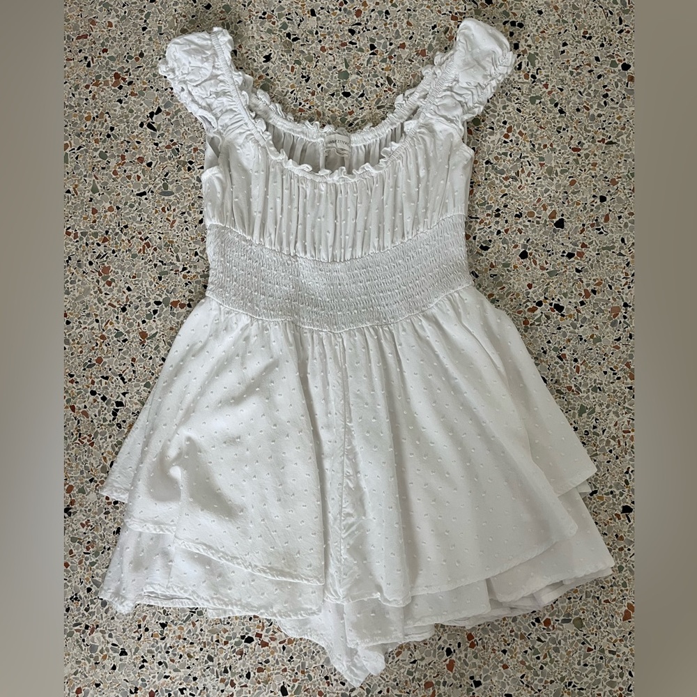 Urban Outfitters White Ruffled Romper